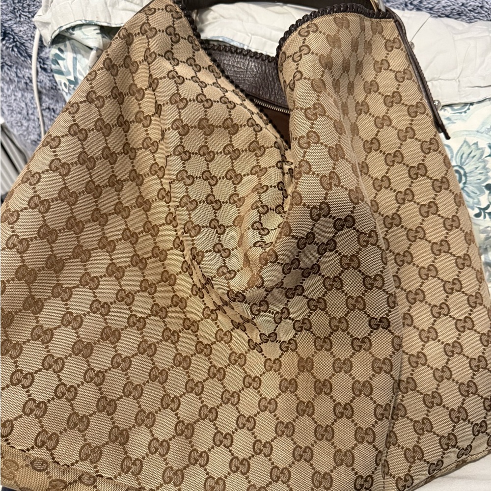 Gucci Brown Hobo Bag with Iconic Monogram Canvas